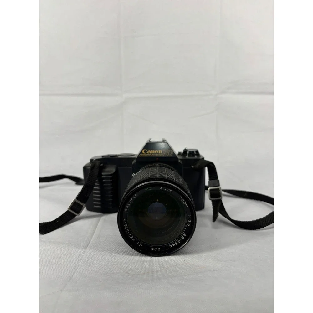 Canon T50 35mm SLR Film Camera Kalimar 28-85mm Lens Vintage Black